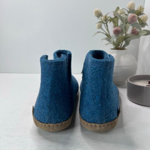 Glerups Felted Wool Slip-On Leather Sole Boot Petrol Blue Men 12 EU46 - Picture 4 of 10